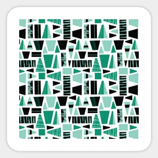 Abstract Shapes Teal Green Black Sticker